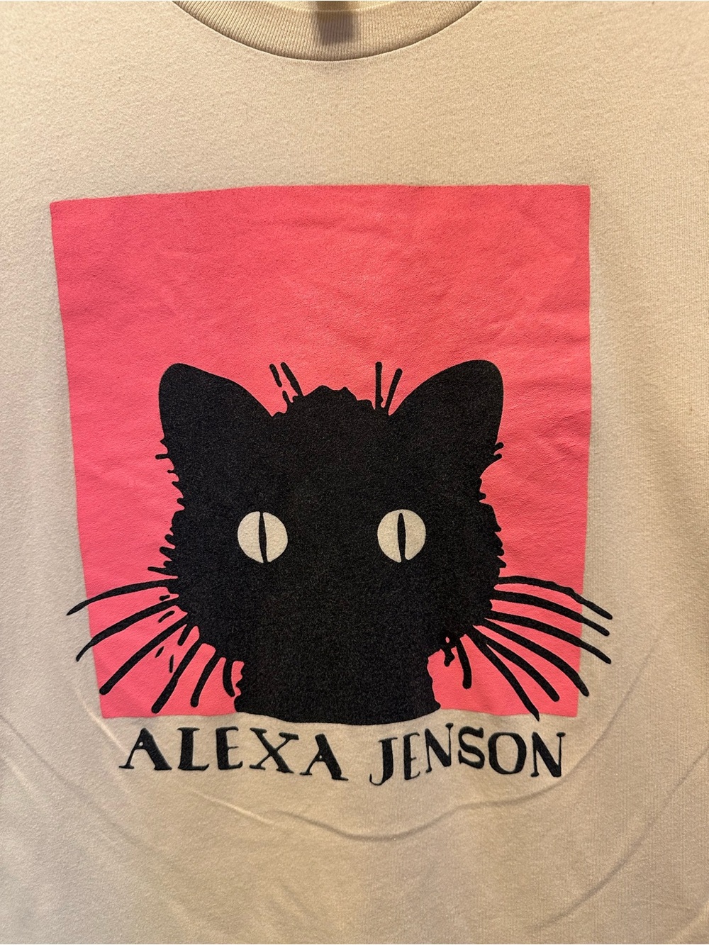 Alexa Jenson Black Cat Graphic Tee Beige Bella Canvas Small Indie Artist Shirt - Picture 2 of 5